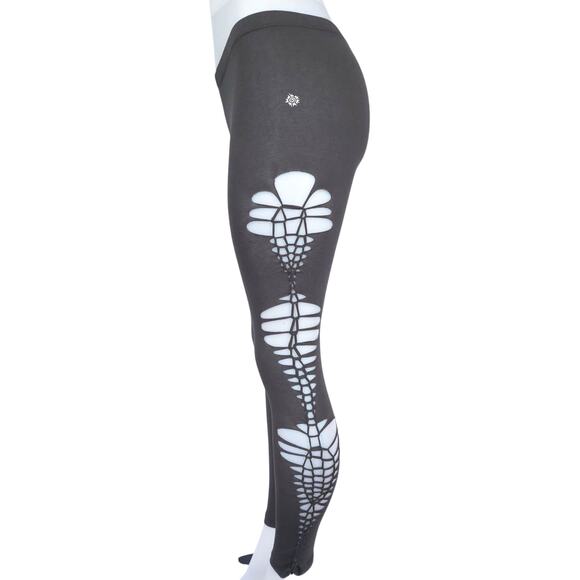 EARTHBOUND LATTICE - LARGE - Grey-Brown Leggings with Side Cuts - Boho Chic - Picture 4 of 7